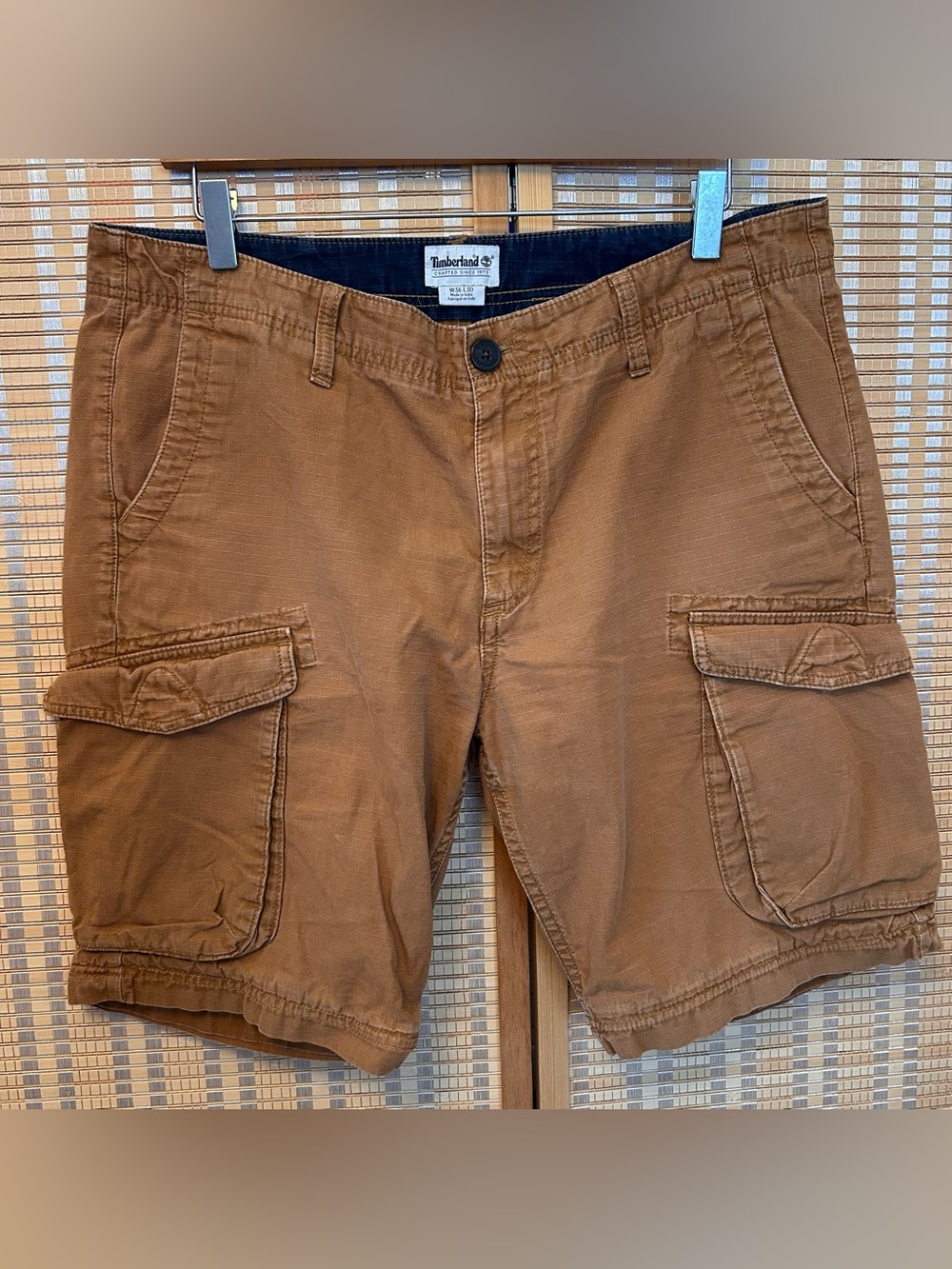 Timberland Mens Cargo Shorts Size 36 Brown Cotton Twill Utility Outdoor
